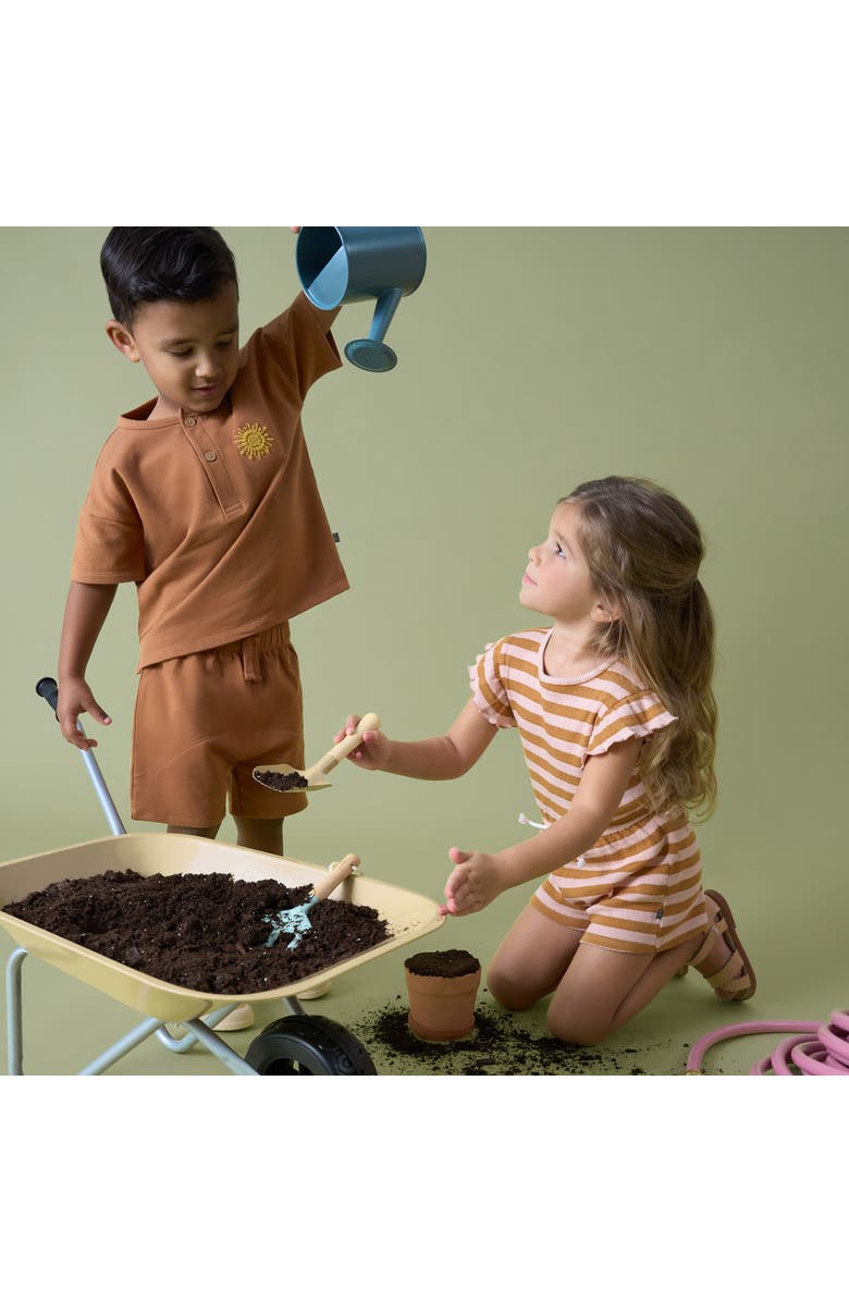 Modern Moments<sup>™</sup> by Gerber Flutter Sleeve Romper, Alternate, color, Rose Stripe