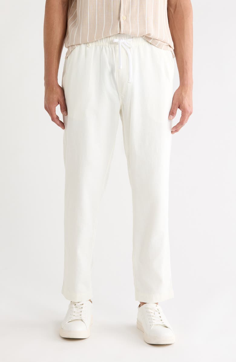 DENIM AND FLOWER Textured Drawstring Pants, Main, color, Oyster White