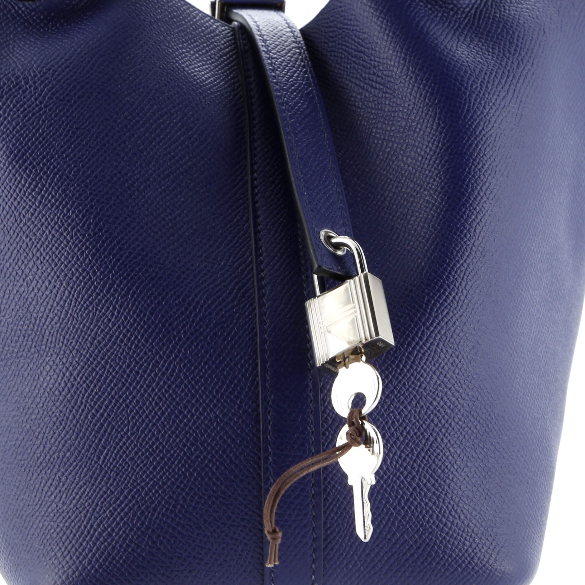 Pre-Owned Hermes Picotin Lock Bag Tressage Epsom PM, Alternate, color, Bleu Encre/Noir/Brique