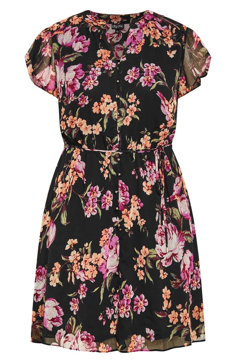 City Chic Margo Print Tie Waist Dress, Alternate, color, Print