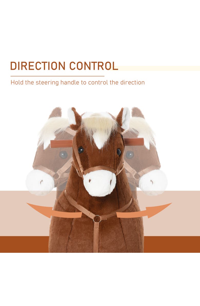 Qaba Kids Ride-on Walking Horse with Easy Rolling Wheels, Soft Huggable Body, Alternate, color, Brown