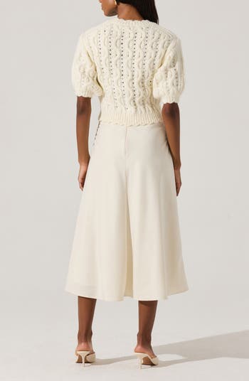 Bow Cable Stitch Short Sleeve Cardigan