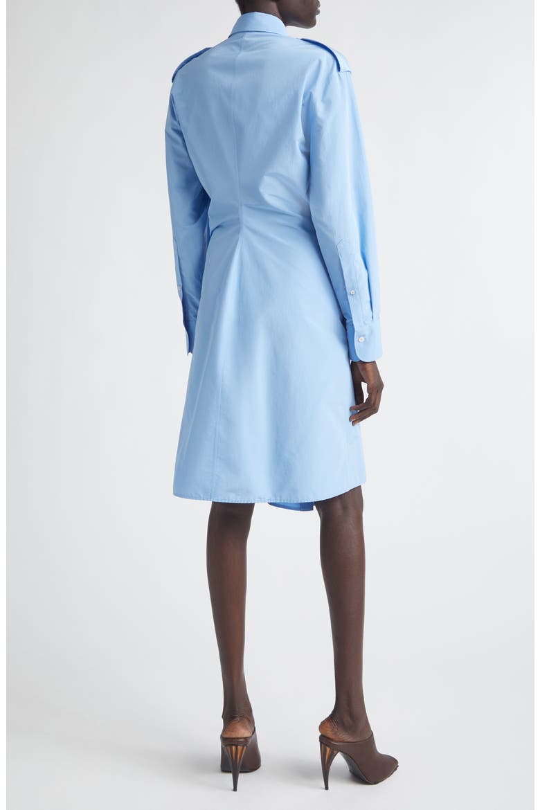 Long Sleeve Gathered Cotton Blend Shirtdress, Alternate, color, SKY BLUE