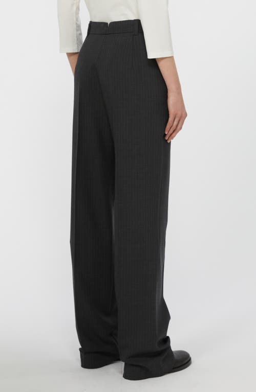 Weekend Max Mara Salsa Pinstripe Virgin Wool Pants In Black
