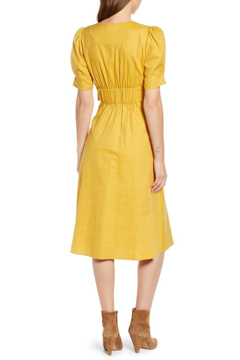 Tie Waist Dress, Alternate, color, CITRINE