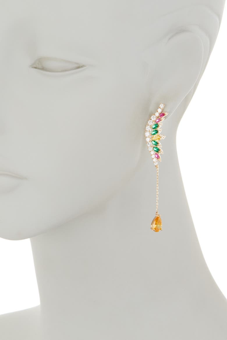 Mixed CZ Linear Drop Earrings, Alternate, color, MULTI COLOR