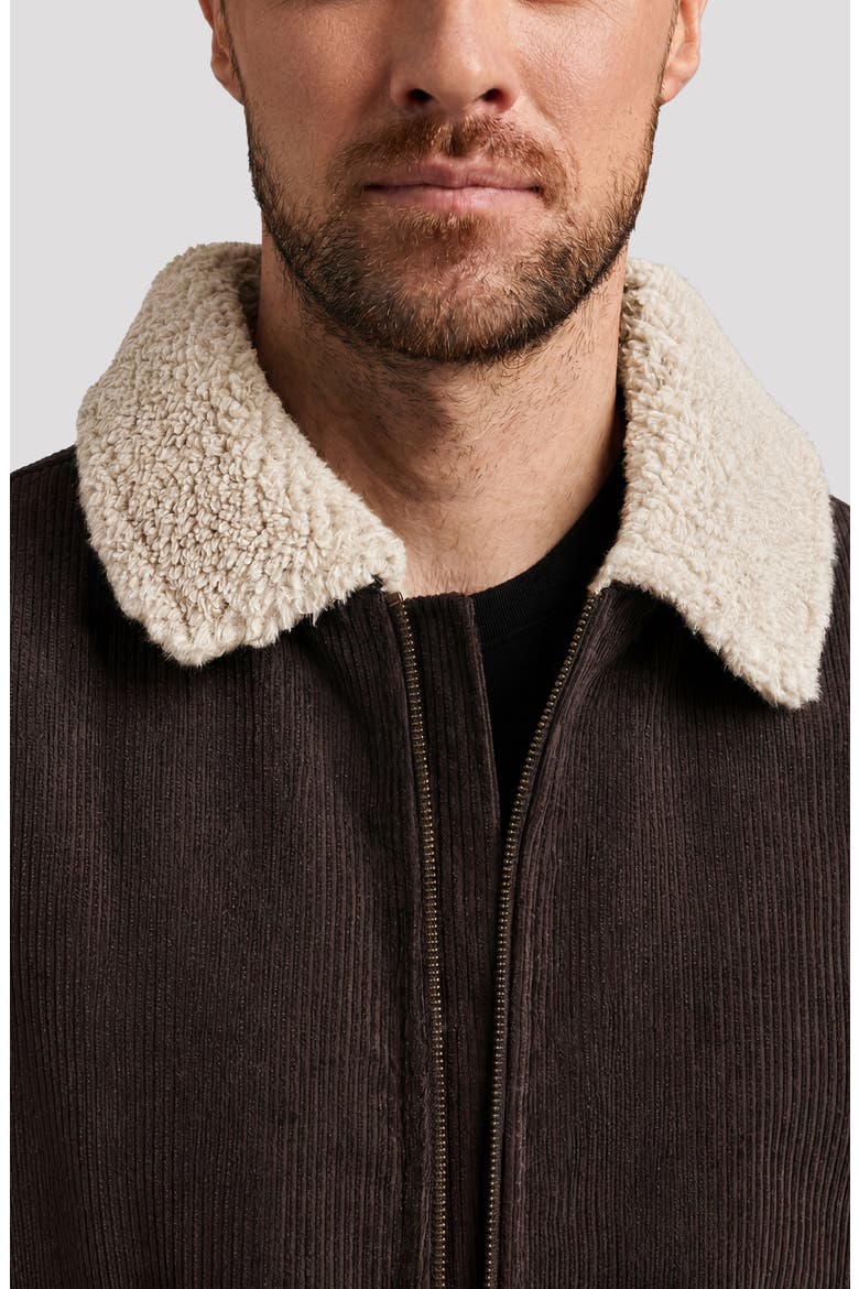 Crace Corduroy Jacket with Faux Shearling Collar, Alternate, color, AFTER DARK