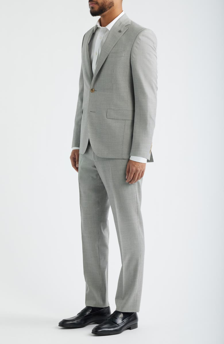 Jack Victor Esprit Contemporary Fit Light Grey Micro Houndstooth Super 130s Wool Suit, Alternate, color, Light Grey