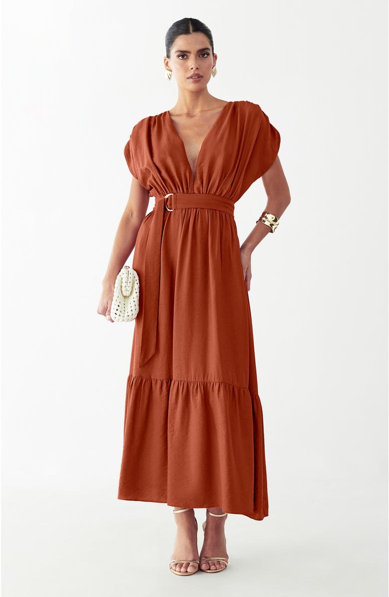ST MRLO Este Midi Dress, Alternate, color, Rust