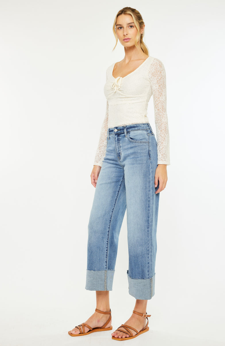 KanCan Leslie Essentials High Rise Crop Wide Leg Jeans, Alternate, color, Medium Wash