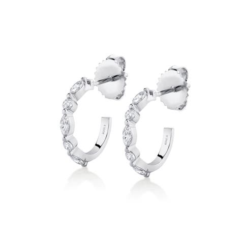 Mini Montage Marquise and Round Cut Diamond Hoop Earrings