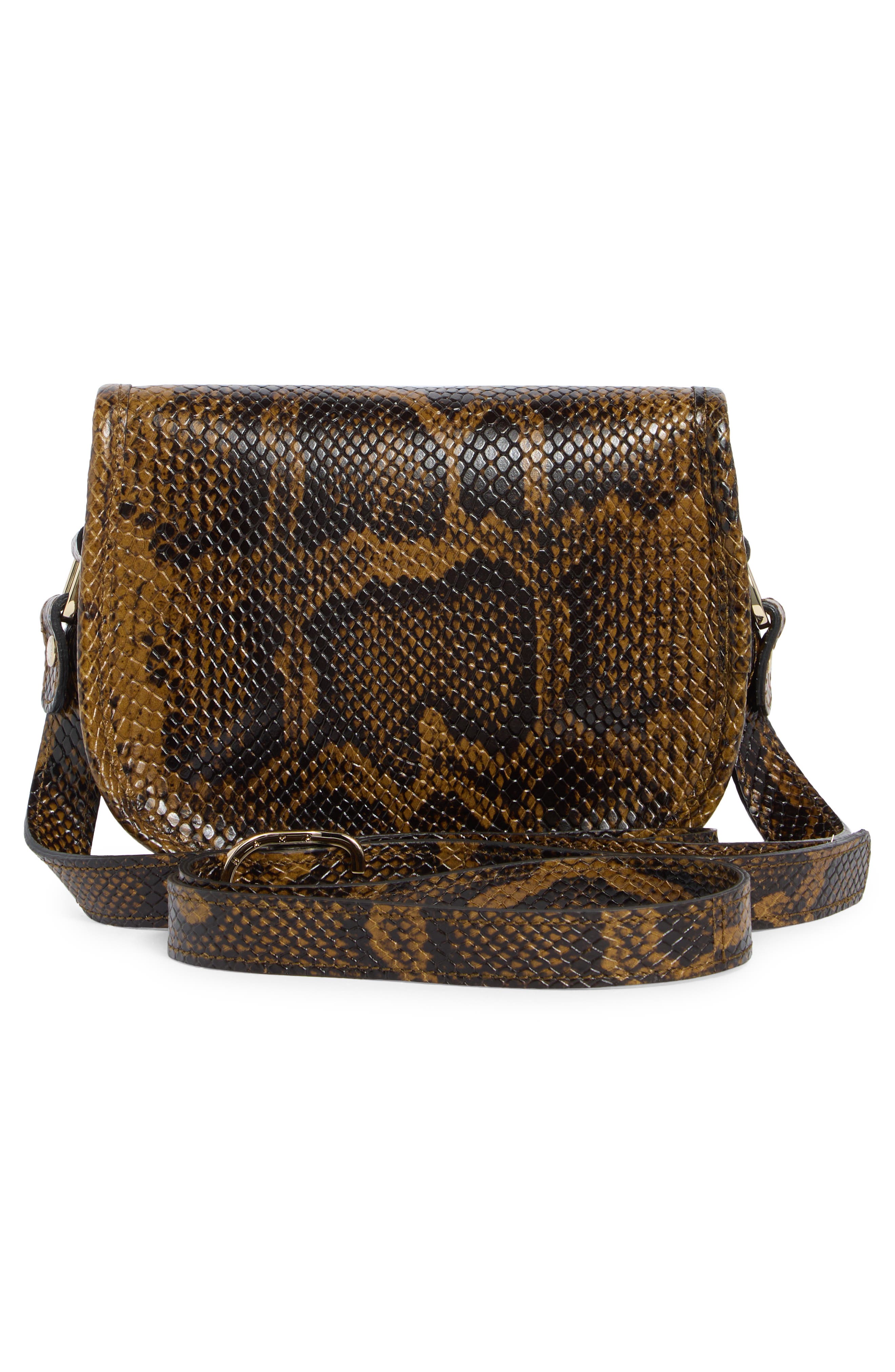Longchamp 1980 Snakeskin Embossed Small Flap Crossbody Bag, Alternate, color, Bronze