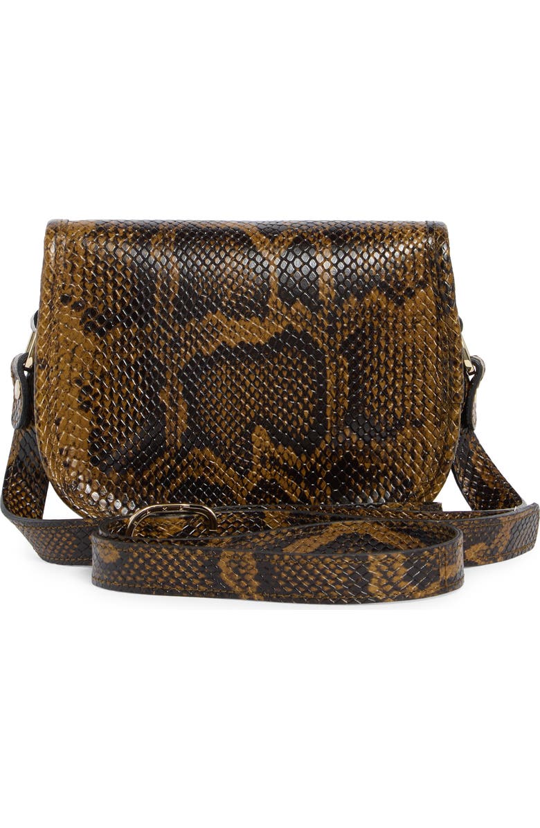 Longchamp 1980 Snakeskin Embossed Small Flap Crossbody Bag, Alternate, color, Bronze