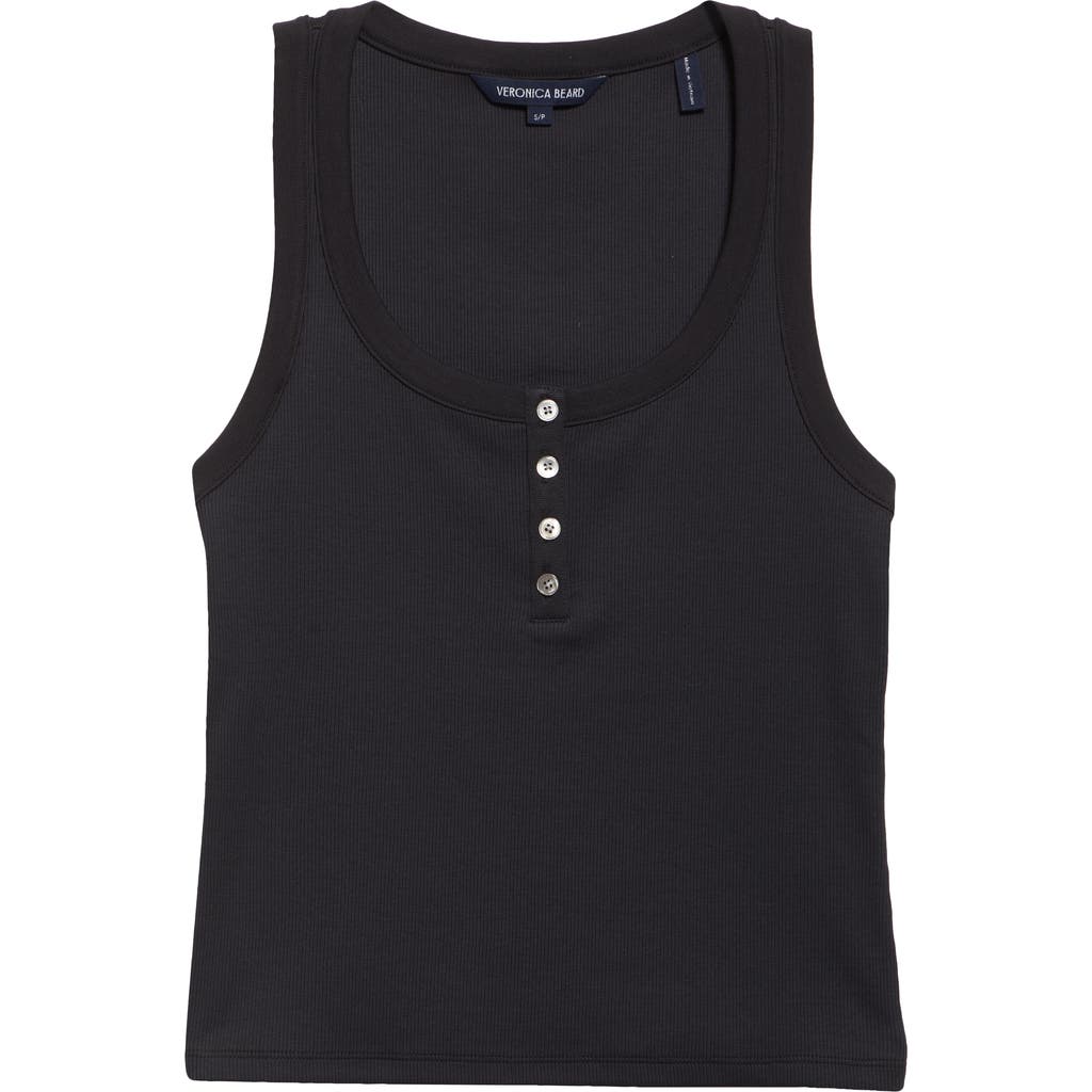 Veronica Beard Abbott Rib Henley Tank In Black