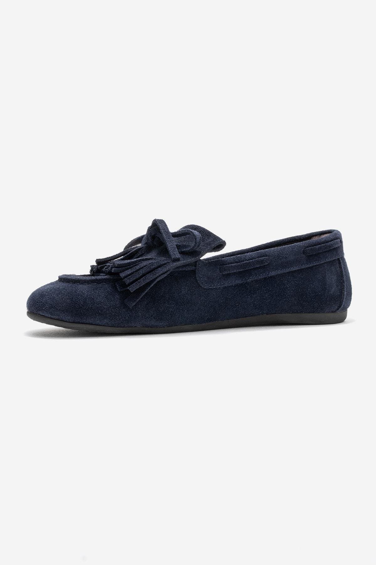Axeli Leather Tassel Loafer, Alternate, color, Navy Suede Leather