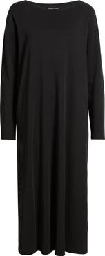 Eileen Fisher Bateau Neck Organic Pima Cotton Midi Dress