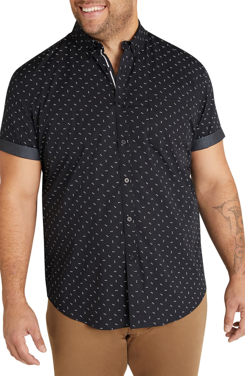 Johnny Bigg Benson Arrow Print Stretch Short Sleeve Button-Down Shirt, Main, color,