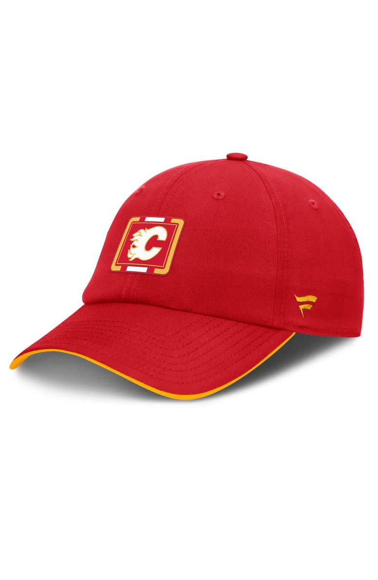 FANATICS Men's Fanatics Red/Gold Calgary Flames Authentic Pro Ripstop Adjustable Hat, Main, color, Red