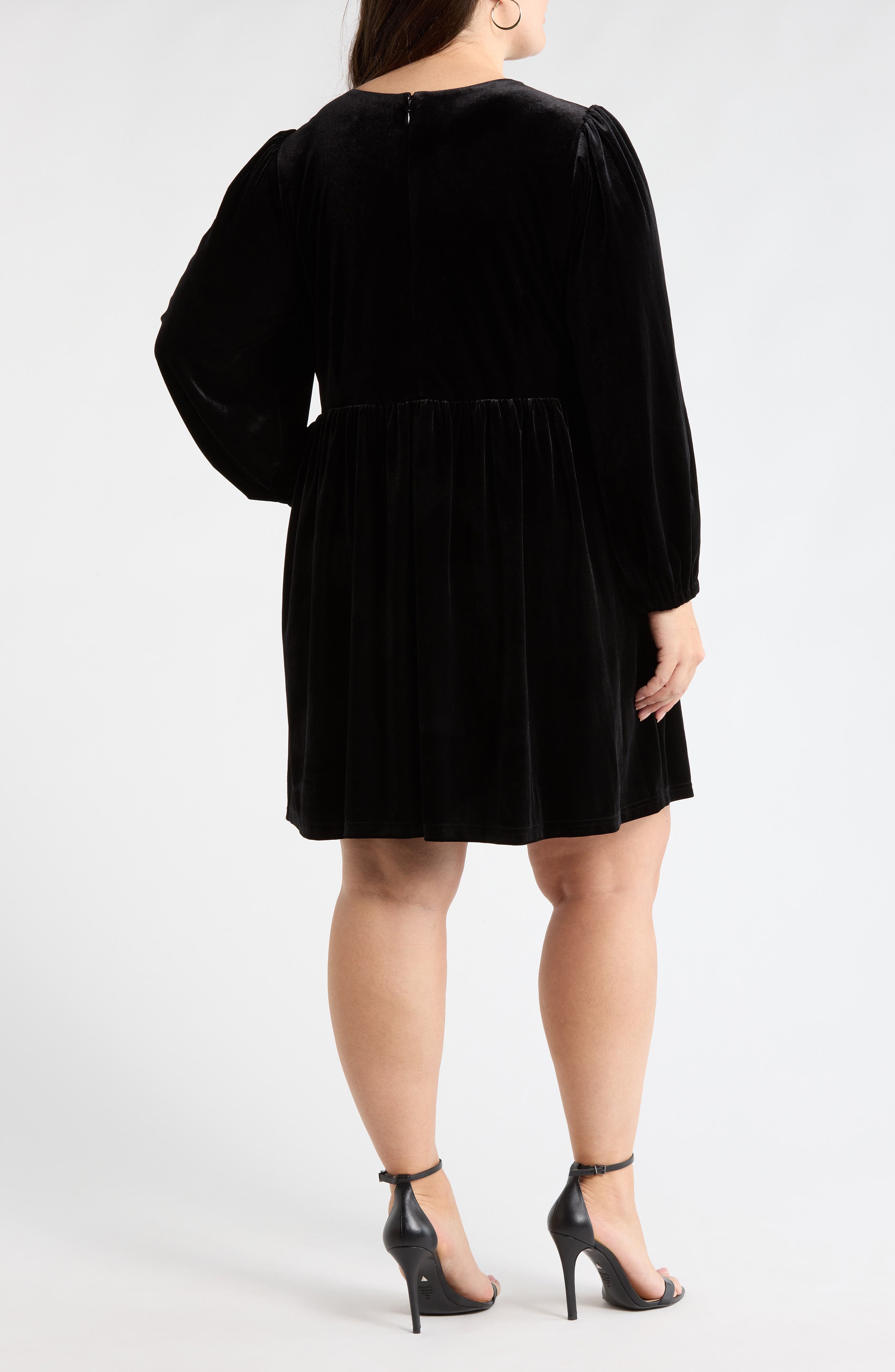 Glow Bow Velvet Long Sleeve Dress - image 2