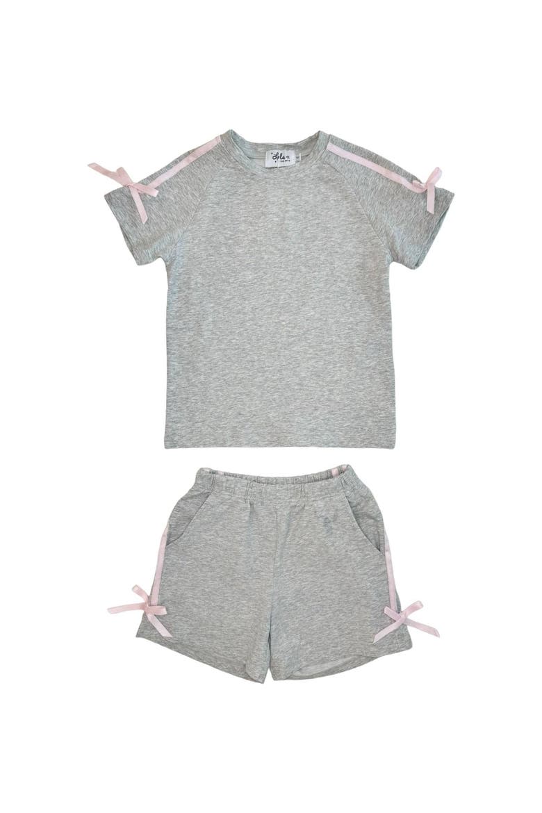 Sporty Bow Short Set, Main, color, Grey