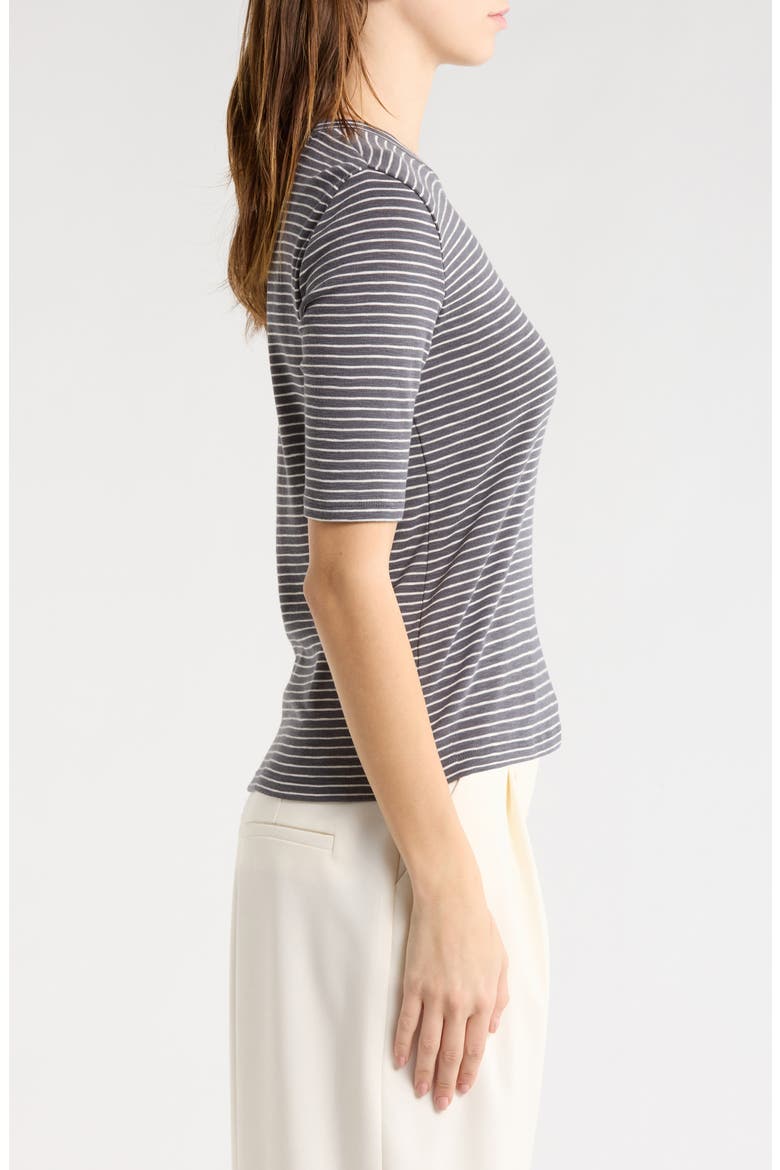 Stripe Elbow Sleeve Cotton Blend Knit Top, Alternate, color, OCEANA COMBO