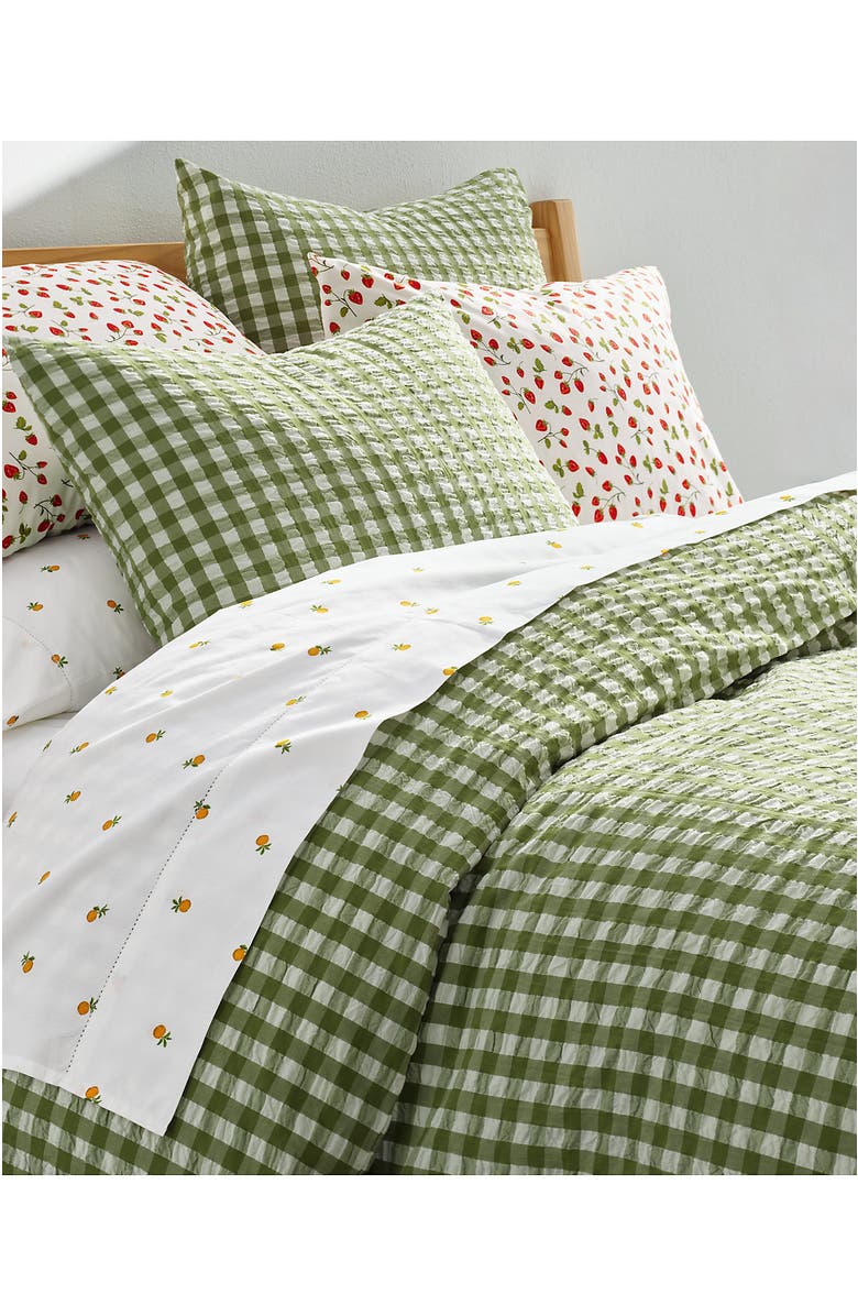 Lands' End Cotton Seersucker Duvet Bed Cover, Alternate, color, Dried Basil Gingham
