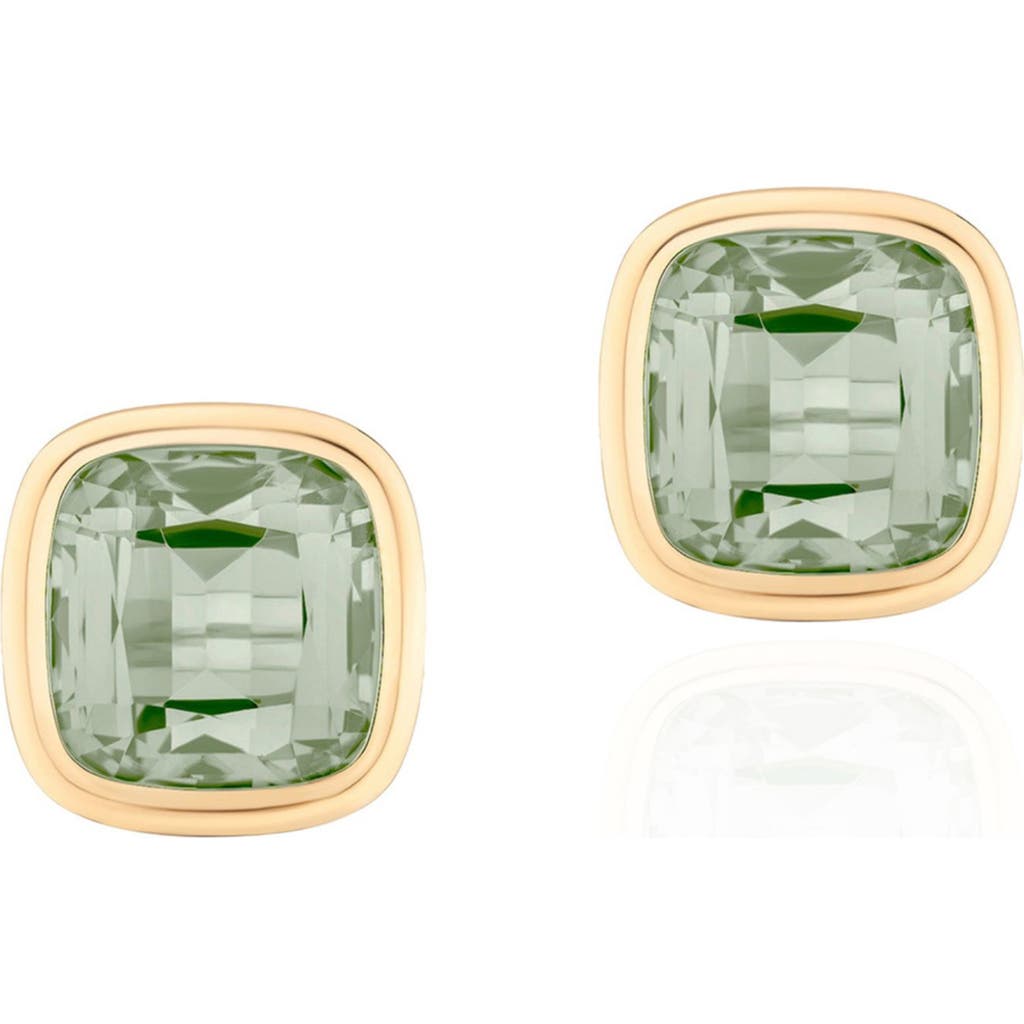 Goshwara Manhattan Cushion Cut Stud Earrings In Green