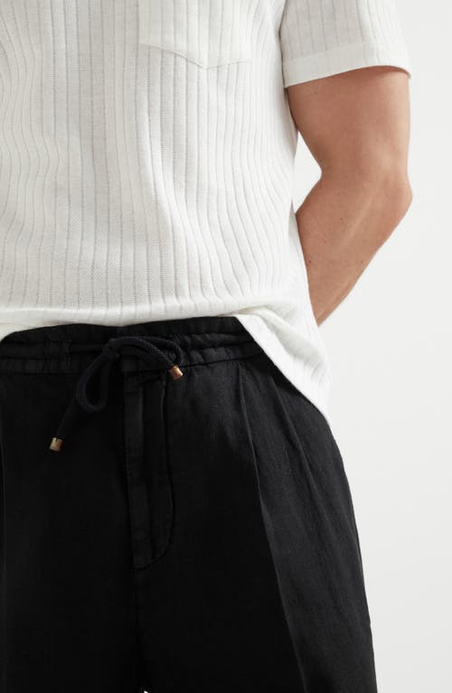 Shop Brunello Cucinelli Leisure Fit Trousers With Drawstring In Black