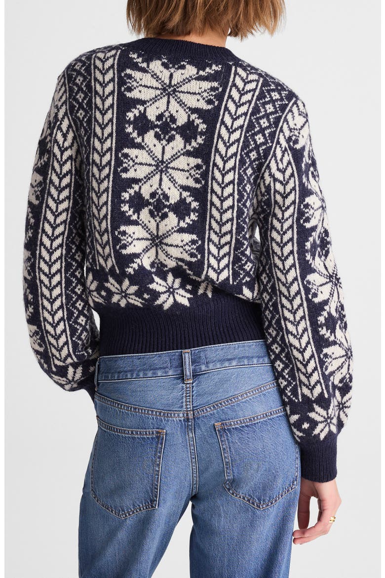 Fair Isle Wool Cardigan Jacket, Alternate, color, NAVY AND IVORY PATTERN