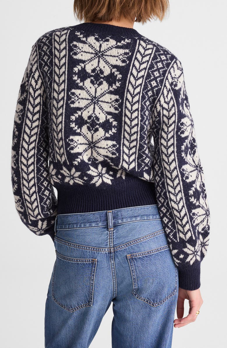 Madewell Fair Isle Wool Cardigan Jacket, Alternate, color, Navy And Ivory Pattern