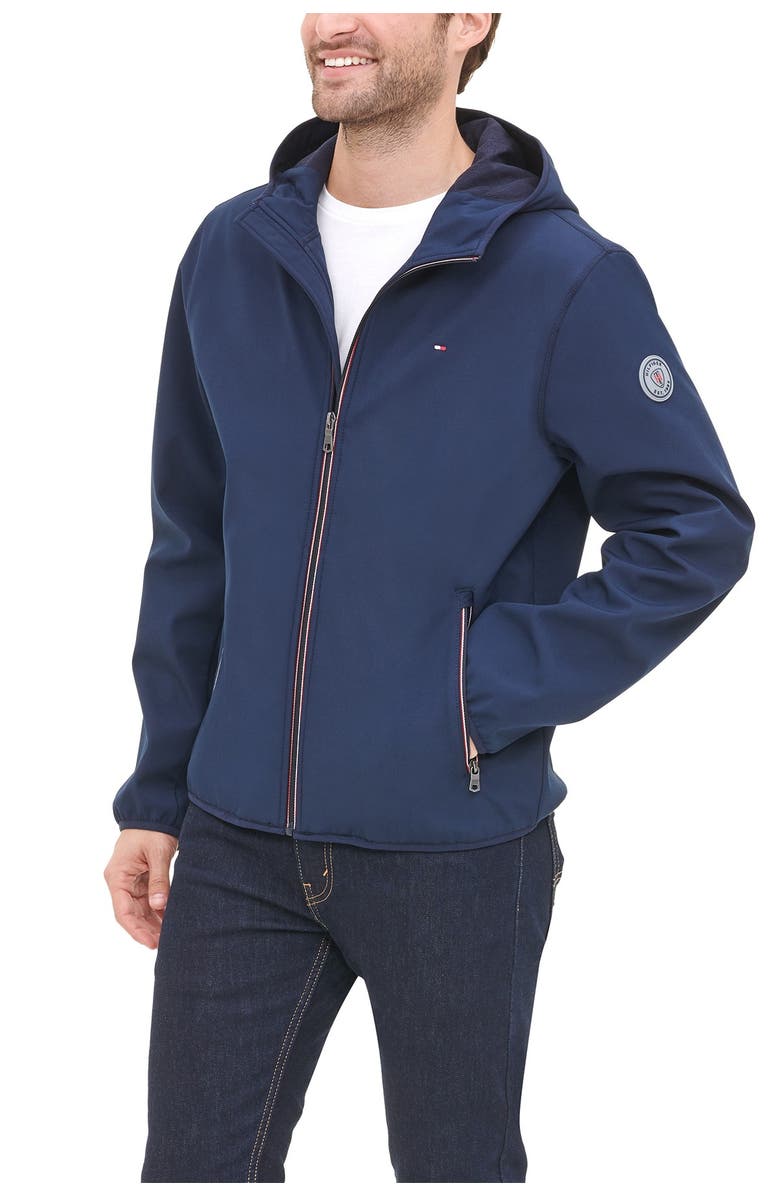Tommy Hilfiger Softshell Fleece Hooded Jacket, Alternate, color, Midnight