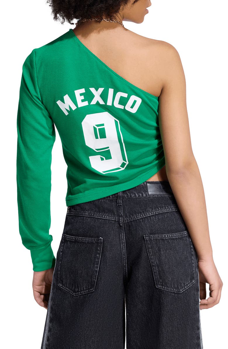adidas Originals Mexico Reconstructed Off the Shoulder Bringback Jersey, Alternate, color,