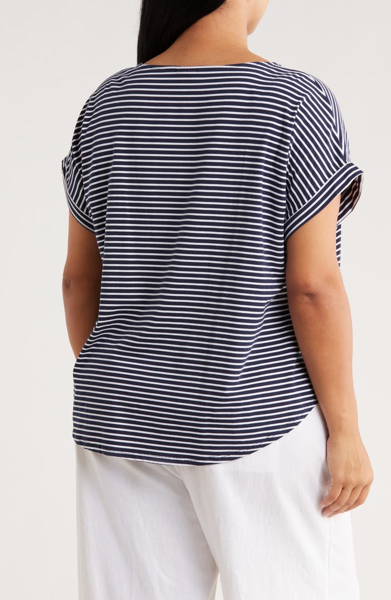 RUBY RD Floral Stripe T-Shirt, Alternate, color, Navy Multi