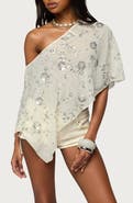 EDIKTED Triana Sequin Beaded Poncho