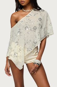 EDIKTED Triana Sequin Beaded Poncho