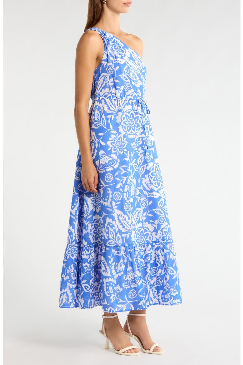 Marny Floral Print One-Shoulder Maxi Dress, Alternate, color, BLUEWHT