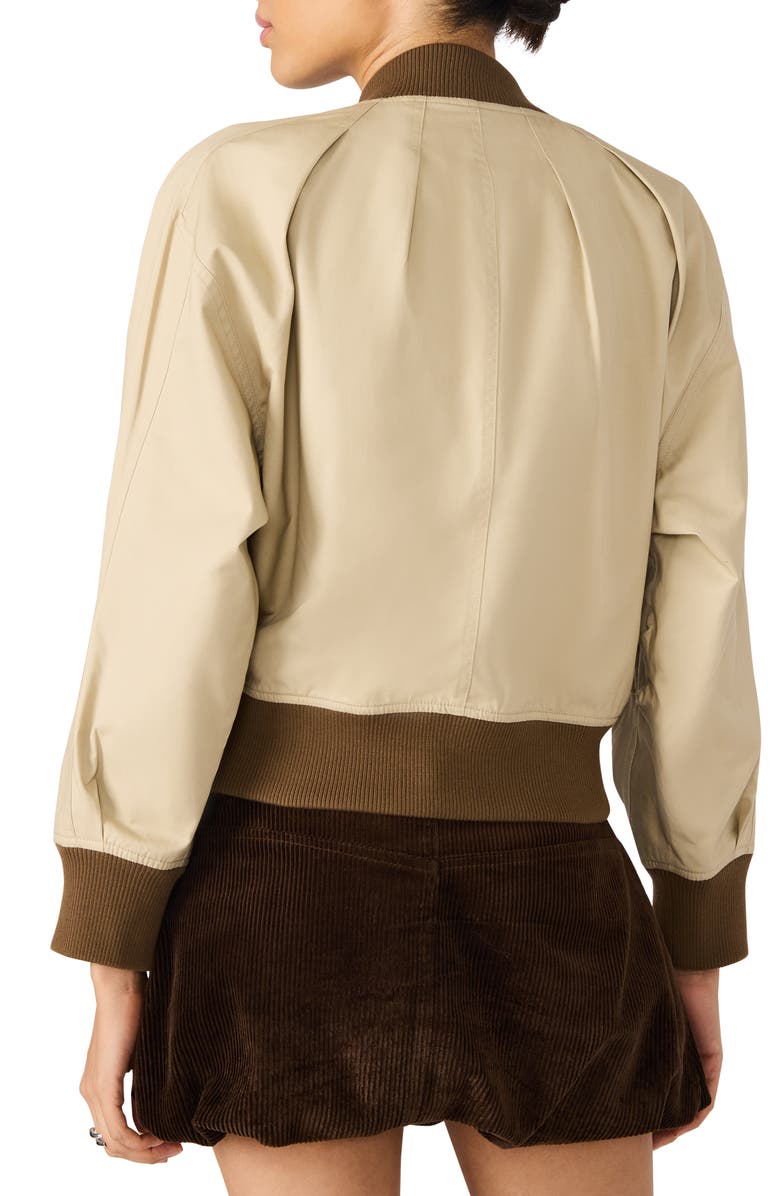 Steve Madden Bray Cotton Crop Bomber Jacket, Alternate, color, Khaki