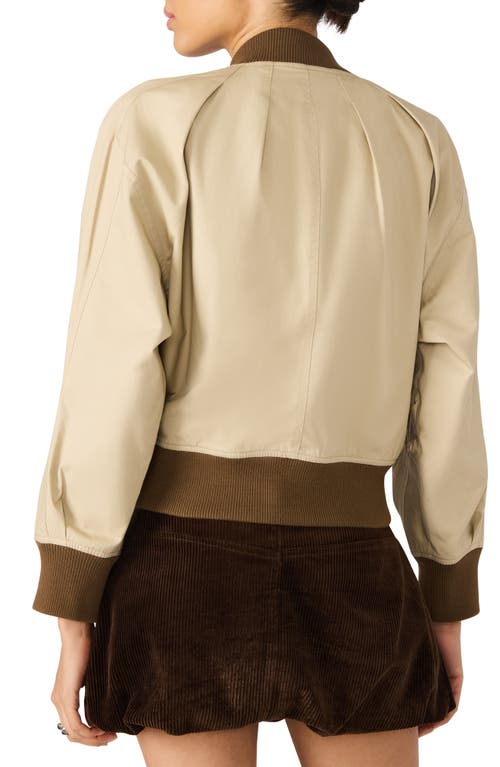 Steve Madden Bray Cotton Crop Bomber Jacket In Neutral