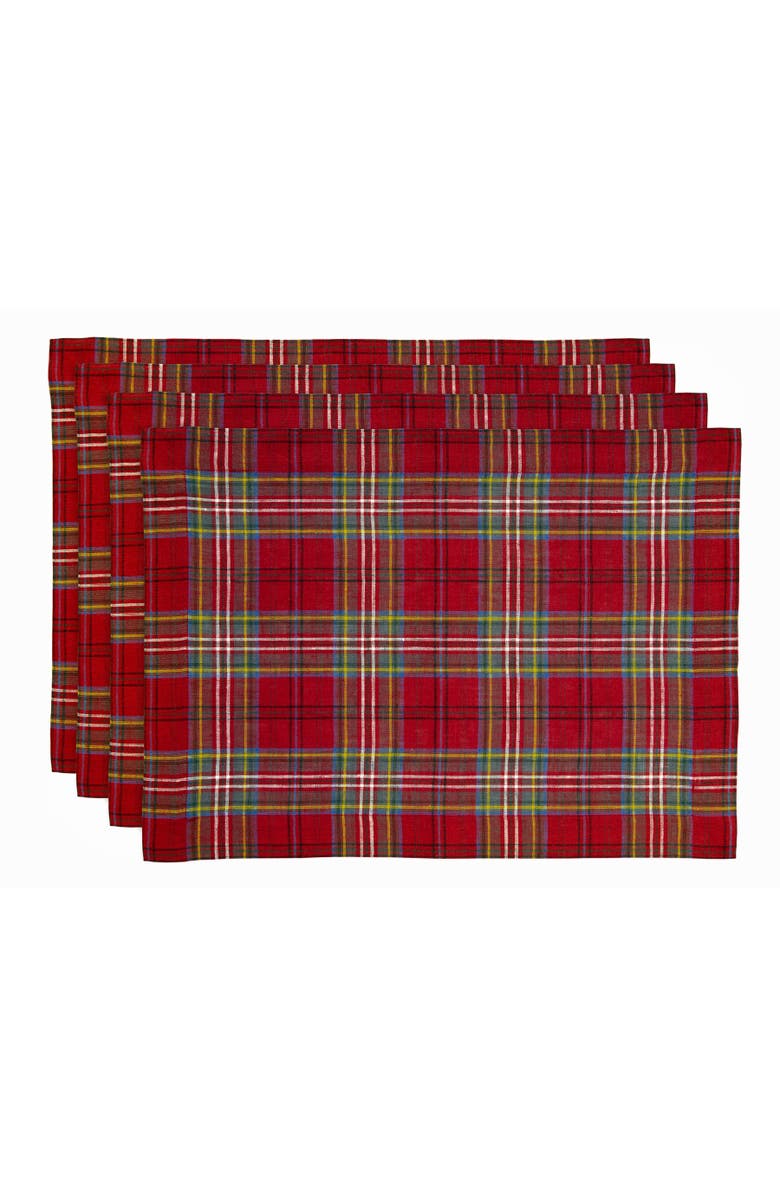 Solino Home Linen Placemats - Classic Tartan Plaid, 14" x 19", Main, color, Red