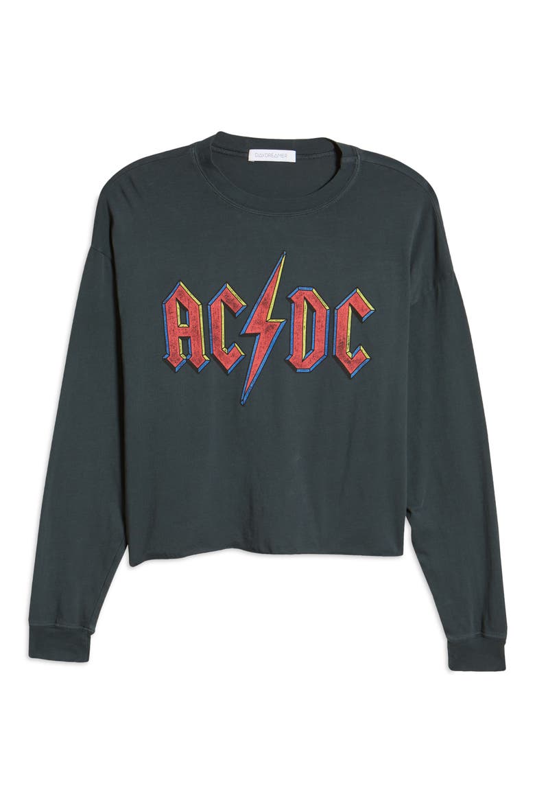 AC/DC Crop Graphic Sweatshirt, Alternate, color, VINTAGE BLACK