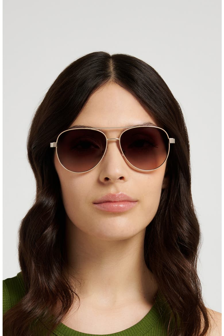 58mm Gradient Pilot Sunglasses, Alternate, color, BROWN GOLD/ BROWN
