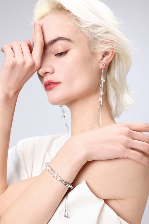 Classicharms Frostlily Mini Clear Crystal And Bead Drop Earrings In Silver