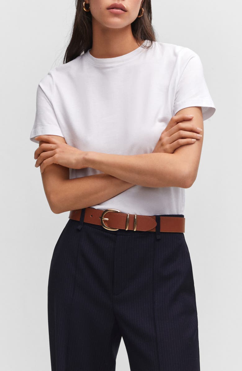 MANGO Pinstripe Straight Leg Pants, Alternate, color, 