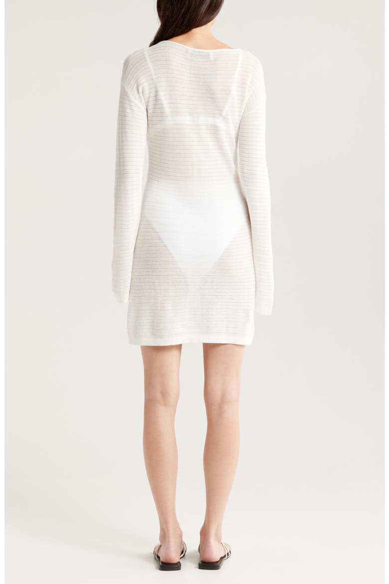 The Nicki Rib Long Sleeve Linen Blend Cover-Up Dress, Alternate, color, BRULE