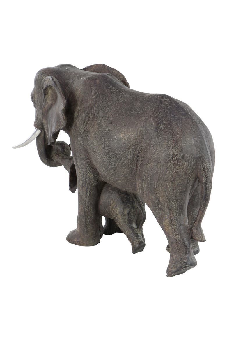 Gray Polystone Eclectic Elephant Sculpture, Alternate, color, GREY