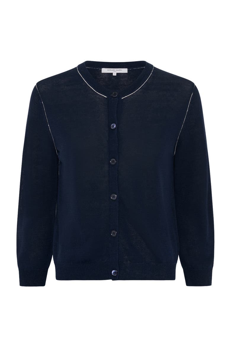 Lorys Contrast Trim Cardigan, Alternate, color, Navy Blue