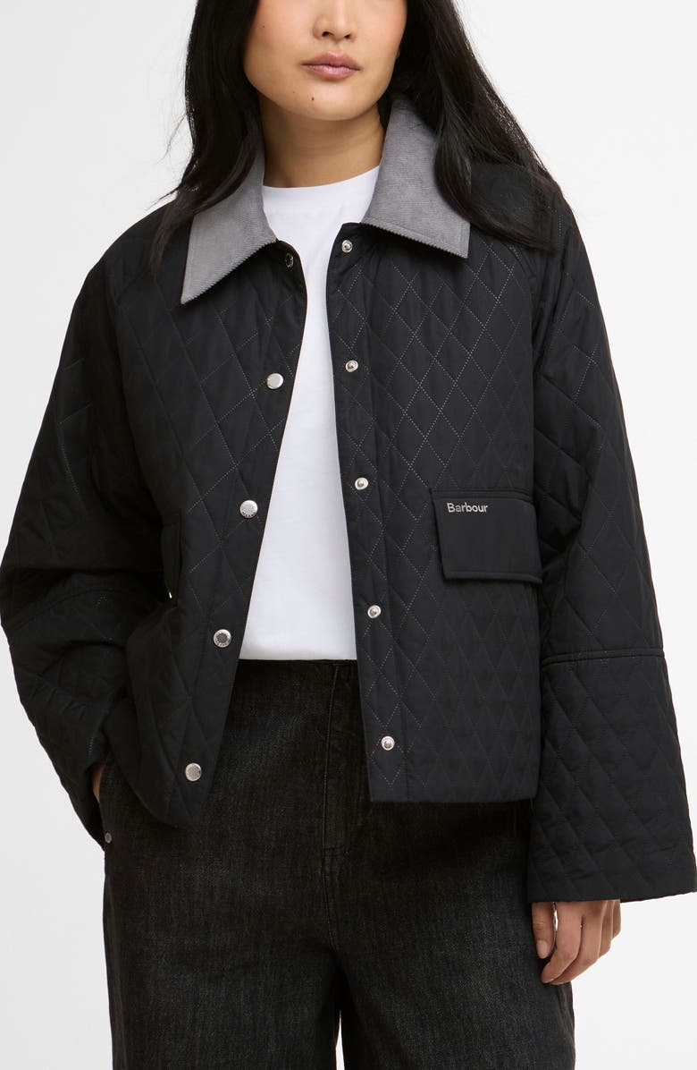 Barbour Kirby Quilted Jacket, Main, color, Black/ Dress Tartan