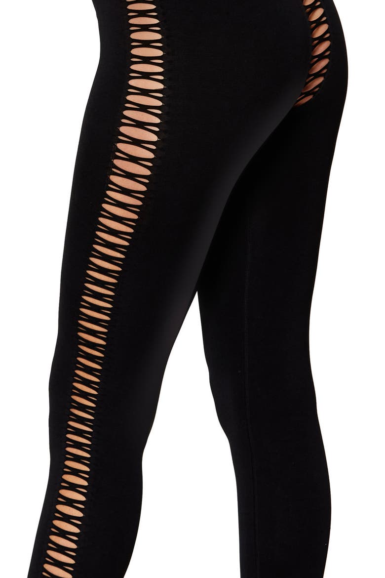 Strappy Cutout Catsuit, Alternate, color, BLACK