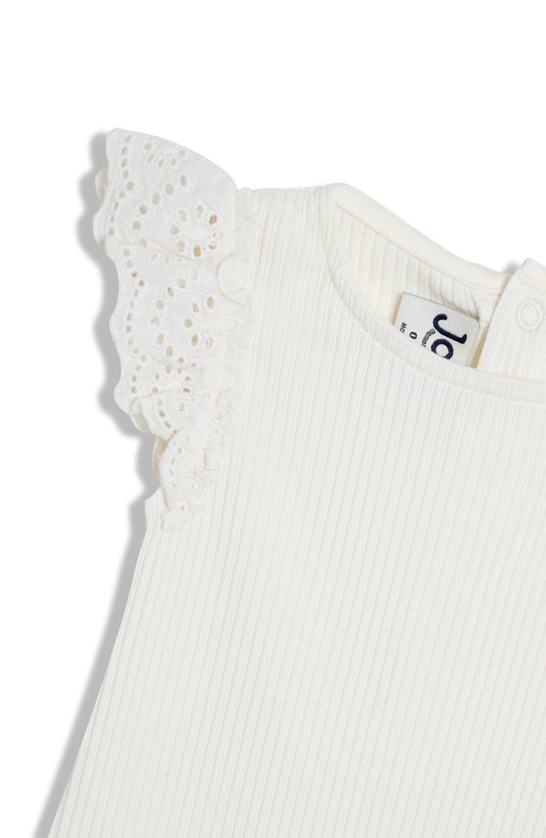 JOJO MAMAN BEBE Broderie Anglaise Frill Sleeve Bodysuit, Alternate, color, Cream