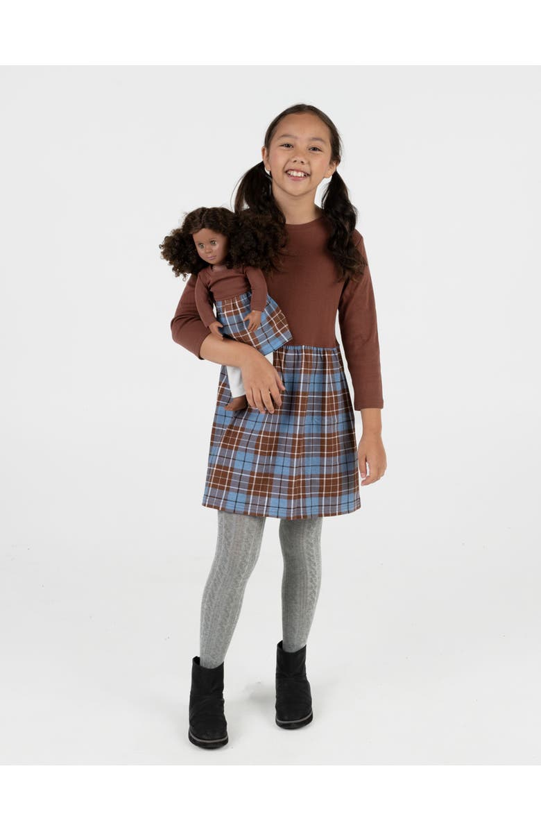 Leveret Girls Skirt Dress with Matching Doll Dress, 100% Cotton, Alternate, color, Brown